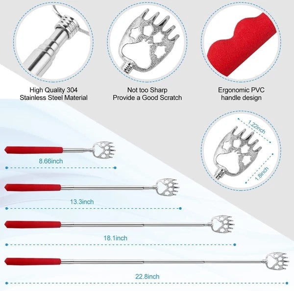 3-Pack Telescoping Back Scratchers with Ergonomic Handles - Stress Relief Tool