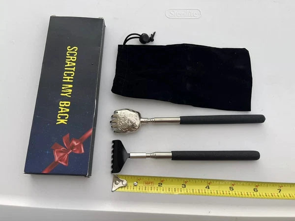 Unique 2 Pack Back Scratcher with Gift Bag - Premium Portable Metal Telescoping