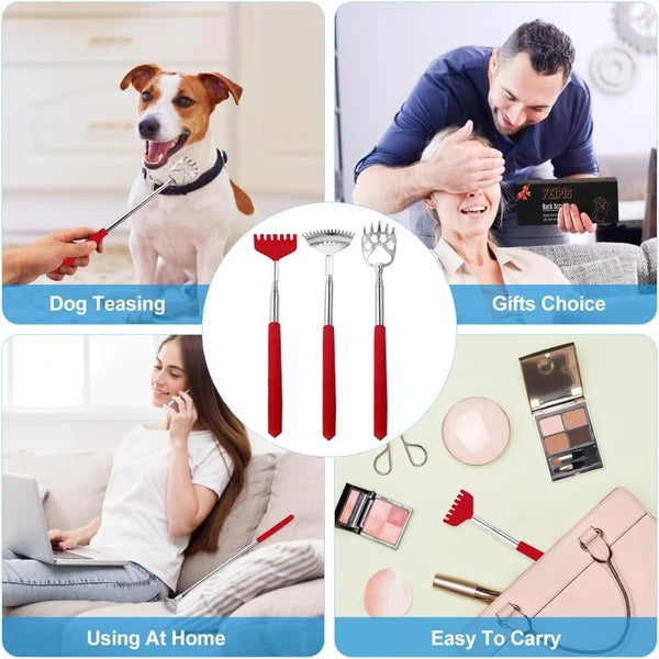 3 Pack Different Back Scratcher Metal Portable Telescoping Red